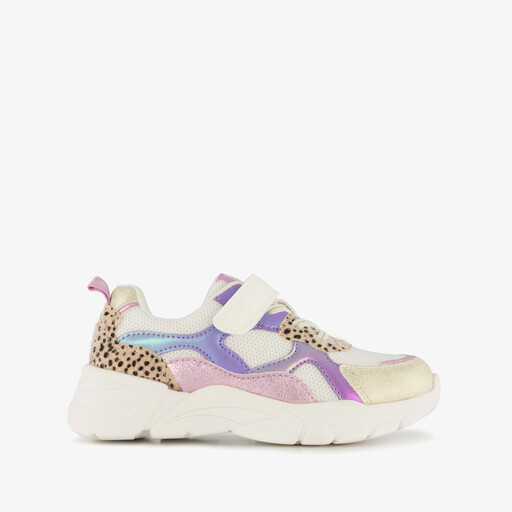 Meisjes dad sneakers wit pastel