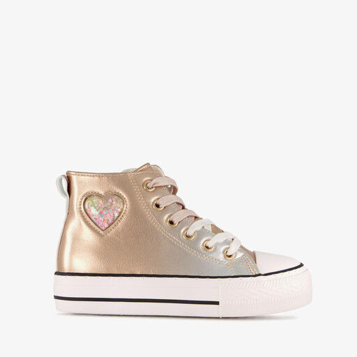Hoge meisjes sneakers metallic goud
