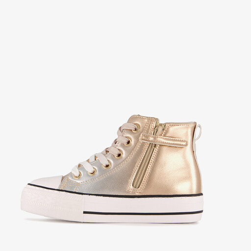 Hoge meisjes sneakers metallic goud