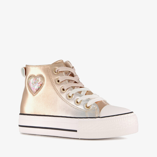 Hoge meisjes sneakers metallic goud