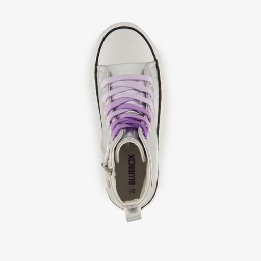 Hoge meisjes sneakers metallic zilver