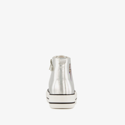 Hoge meisjes sneakers metallic zilver