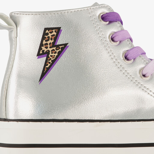 Hoge meisjes sneakers metallic zilver