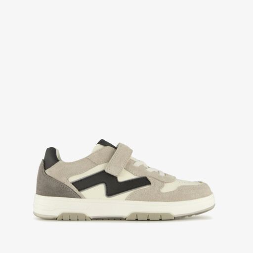 Suede jongens sneakers grijs wit
