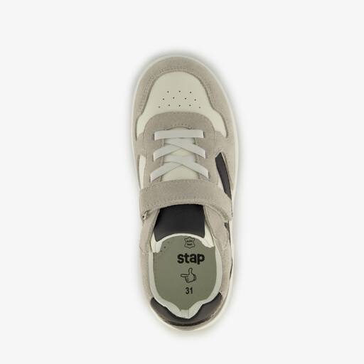 Suede jongens sneakers grijs wit