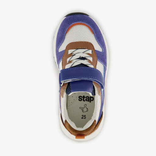 Suede jongens sneakers blauw bruin