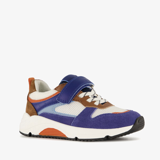 Suede jongens sneakers blauw bruin