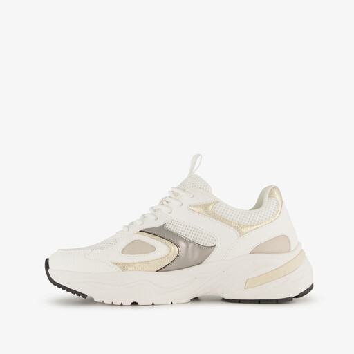 Dames dad sneakers wit goud