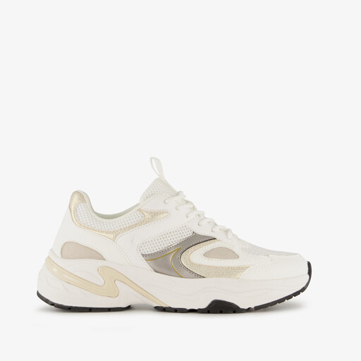 Dames dad sneakers wit goud