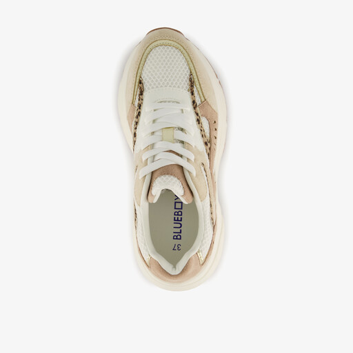 Dames sneakers met panterprint details beige