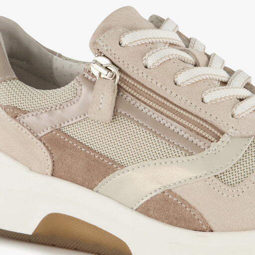 Suede dames sneakers beige bruin