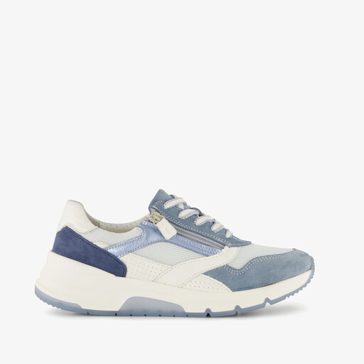 Suede dames sneakers blauw wit