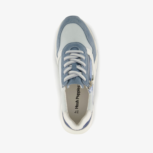 Suede dames sneakers blauw wit