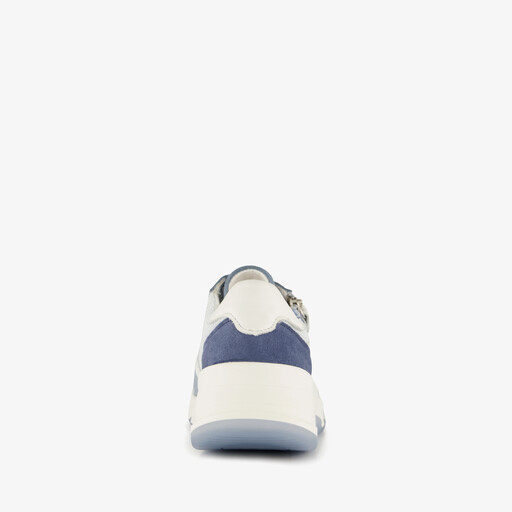 Suede dames sneakers blauw wit