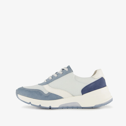 Suede dames sneakers blauw wit