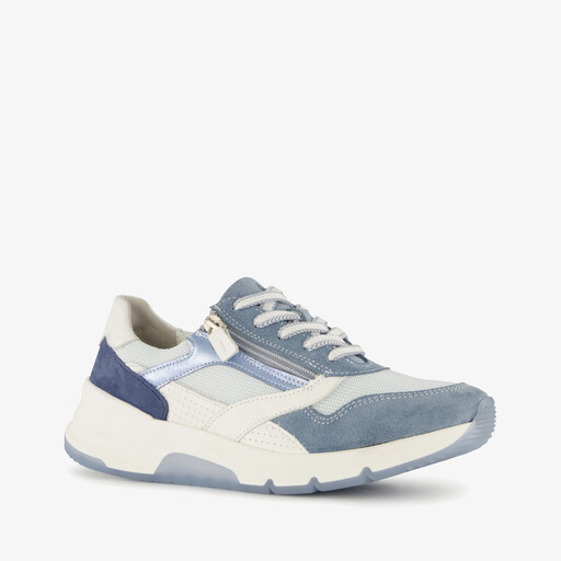 Suede dames sneakers blauw wit