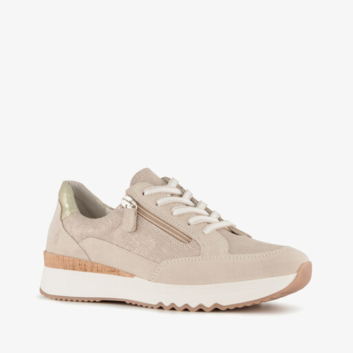 Leren dames sneakers beige
