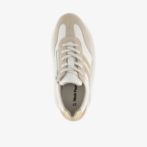 Leren dames sneakers wit beige