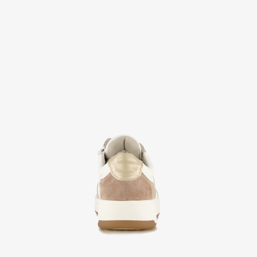 Leren dames sneakers wit beige