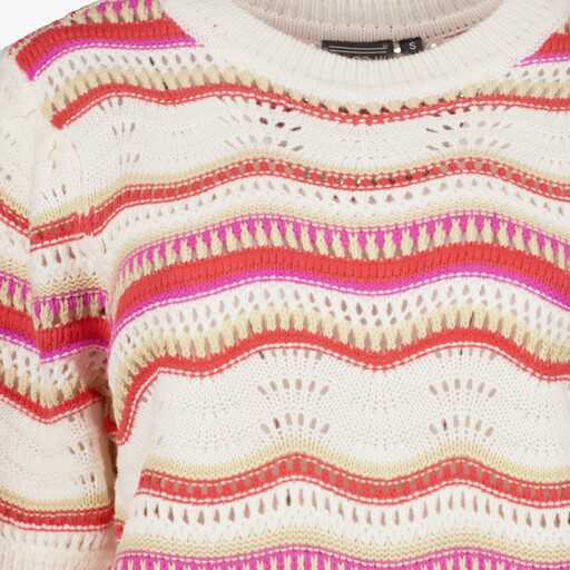Gehaakte dames trui wit roze