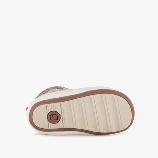 Leren babyschoenen met panterprint beige bruin