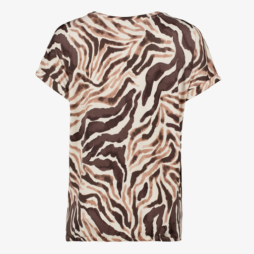 Dames top met zebraprint bruin