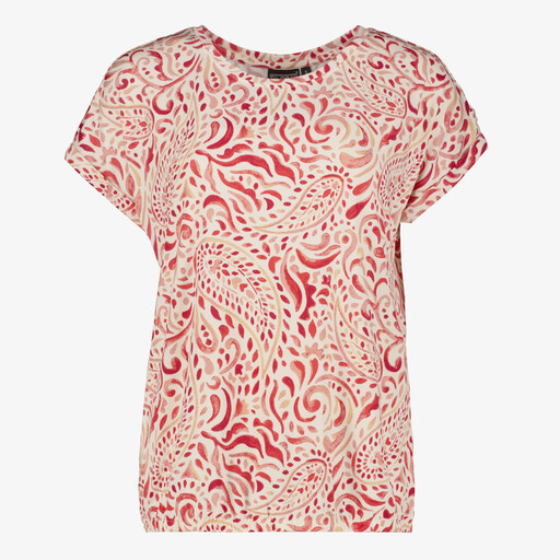 Dames top met paisley print rood creme