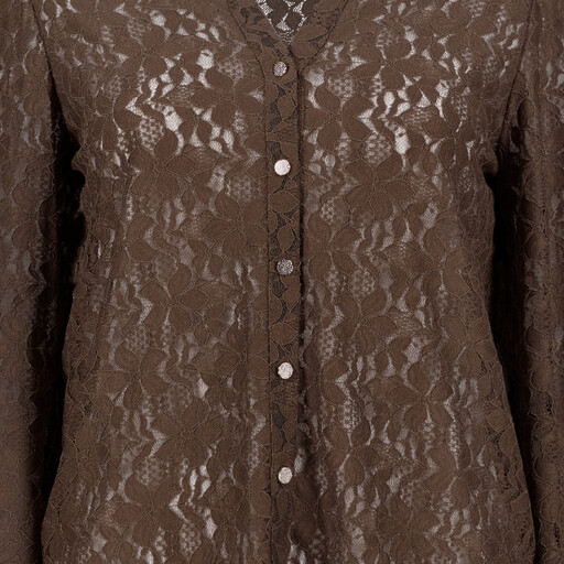 Dames blouse met kant bruin