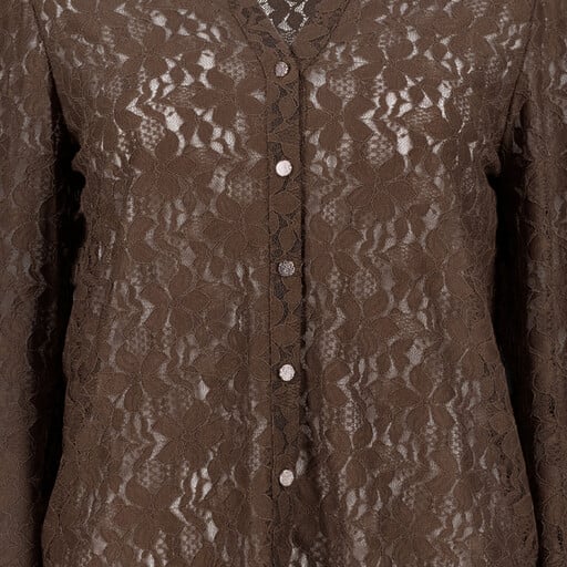 Dames blouse met kant bruin