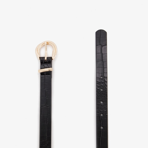 Dames riem met croco print zwart