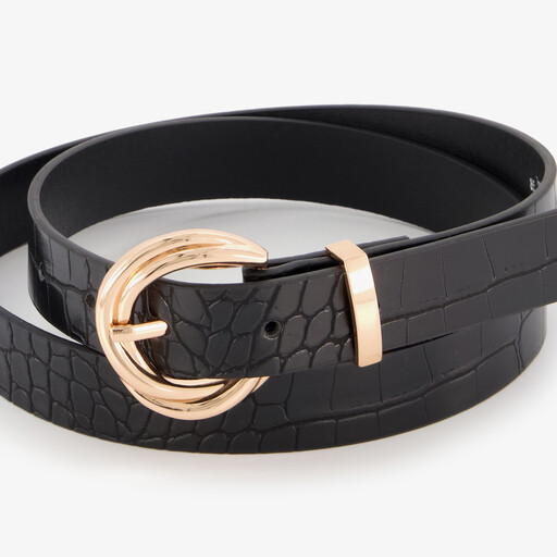 Dames riem met croco print zwart