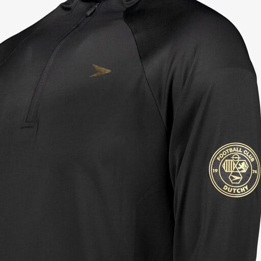 Heren voetbal pully met rits zwart