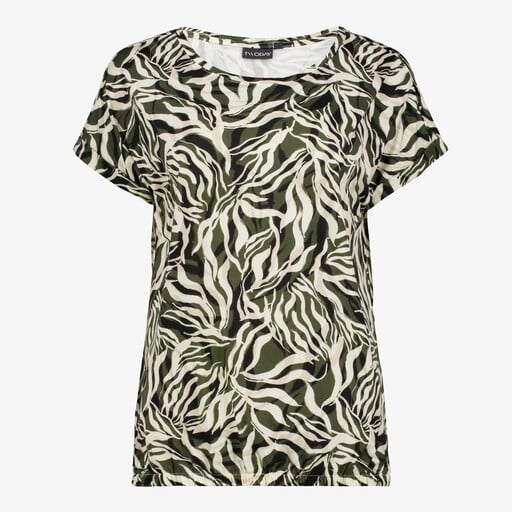Dames top met print groen beige