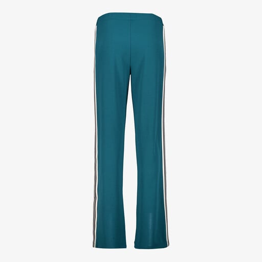 Dames wide leg broek met bies blauwgroen