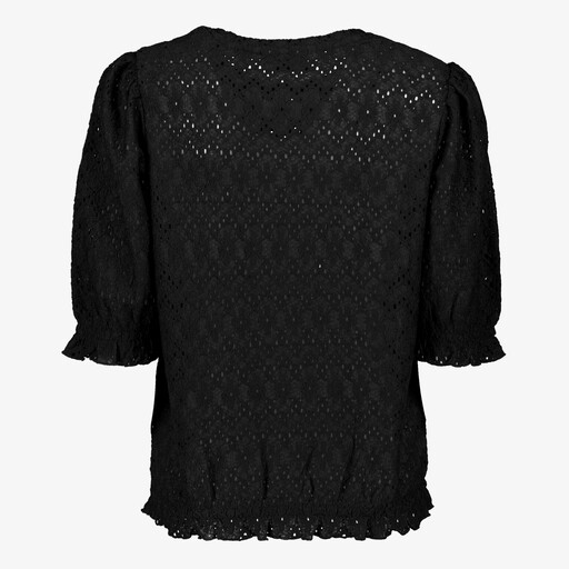 Dames top met pofmouwen zwart