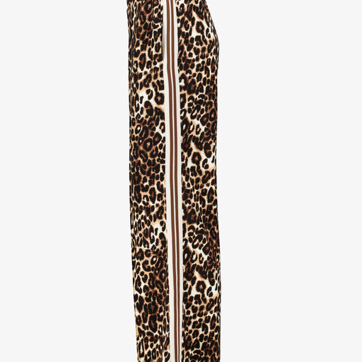 Dames wide leg broek met bies en panterprint