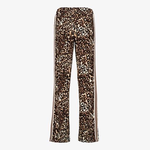 Dames wide leg broek met bies en panterprint