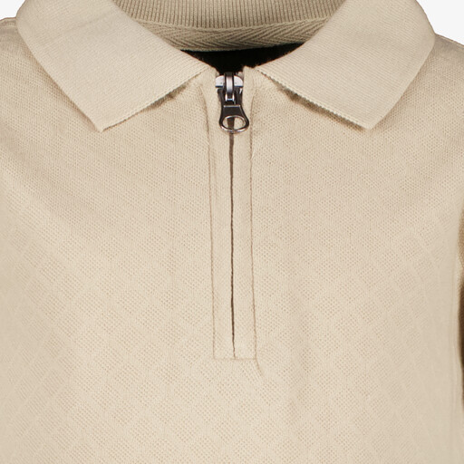 Jongens polo met rits beige