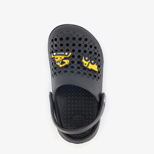 Jongens klompen met werkvoertuigen zwart