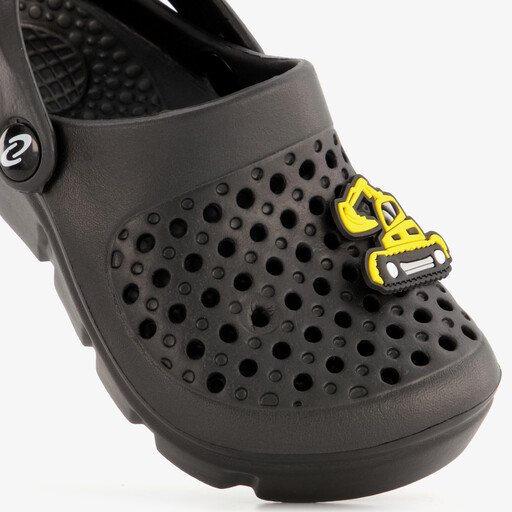 Jongens klompen met werkvoertuigen zwart