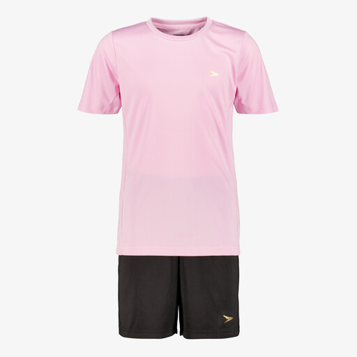 Tweedelige meisjes sport set lichtroze zwart