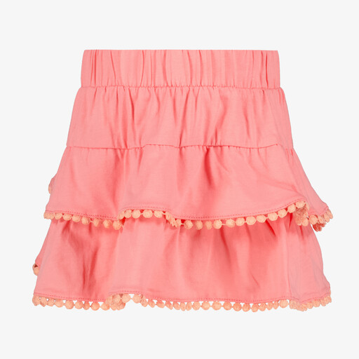 Meisjes rok met pompons roze