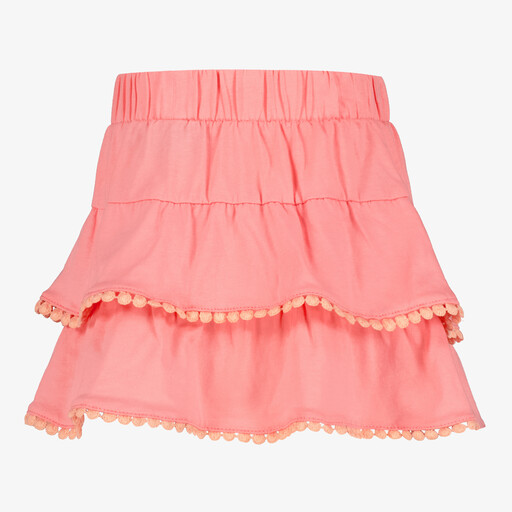 Meisjes rok met pompons roze