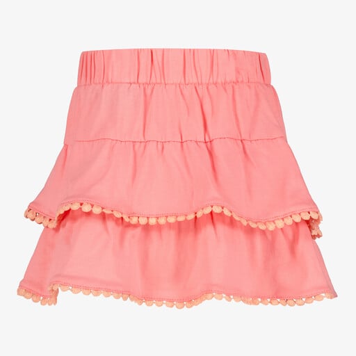 Meisjes rok met pompons roze