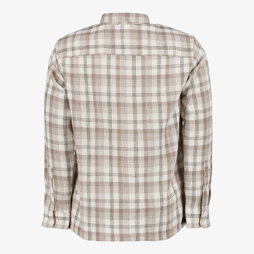 Heren overhemd geruit beige