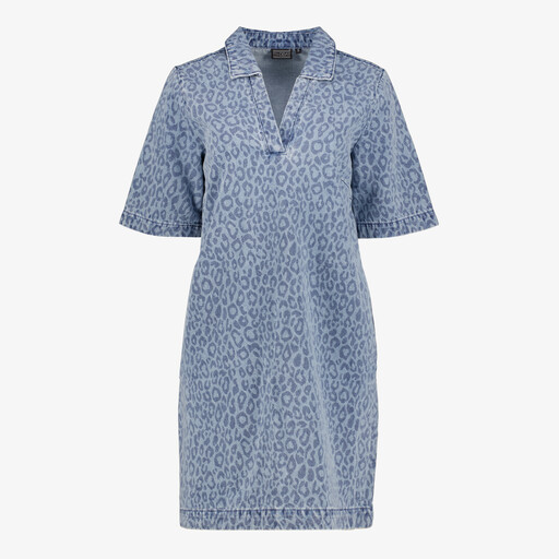 Dames spijkerjurk met panterprint blauw