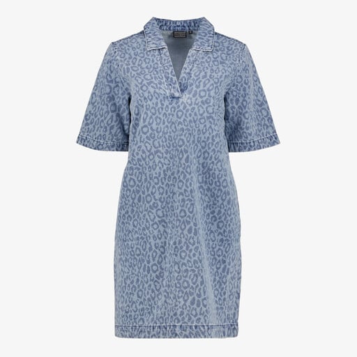 Dames spijkerjurk met panterprint blauw