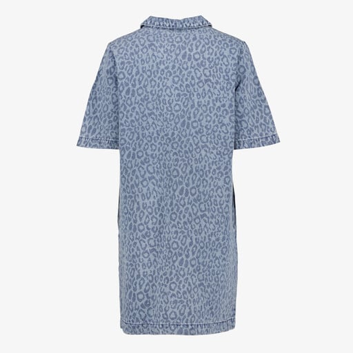 Dames spijkerjurk met panterprint blauw