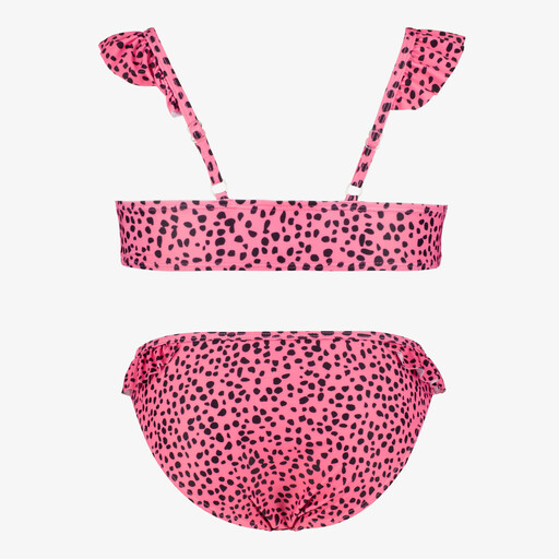 Meisjes bikini met stippenprint roze zwart