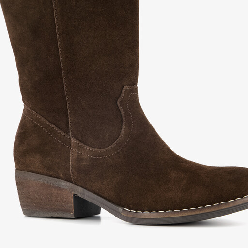 Suède dames cowboylaarzen chocoladebruin